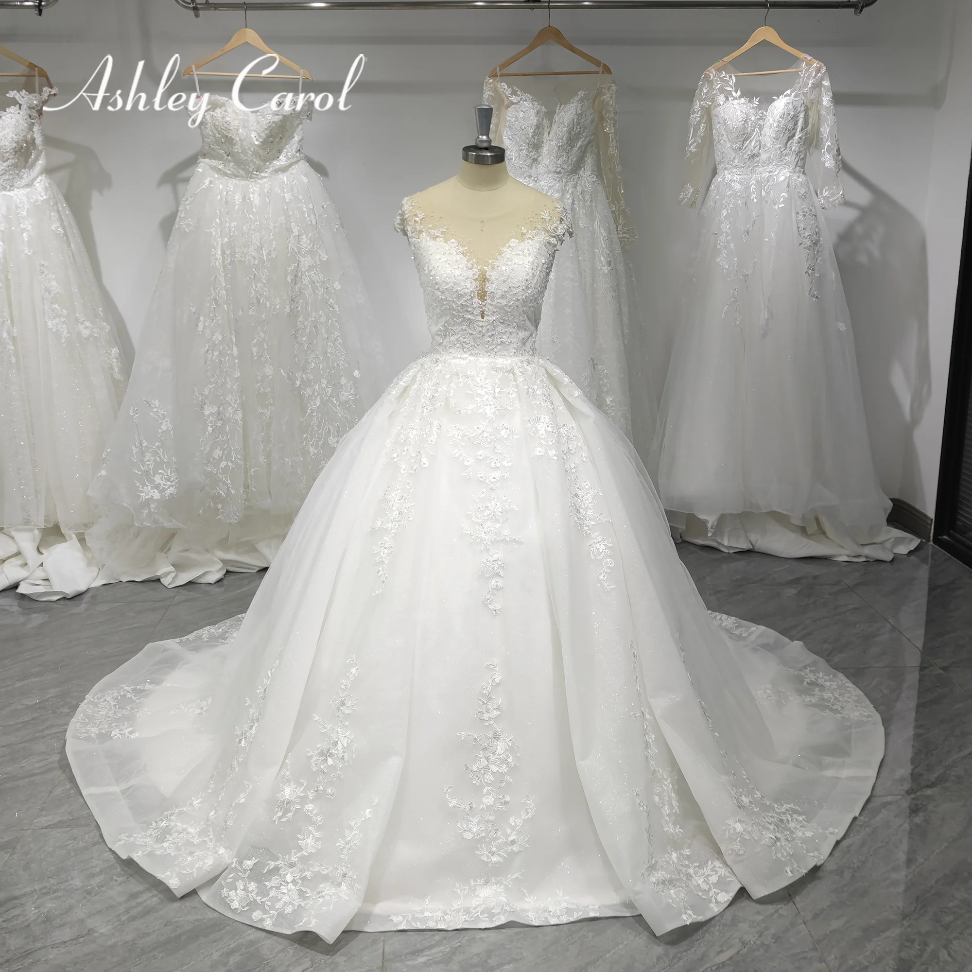 

Ashley Carol Ball Gown Wedding Dress Real photos 2024 Bride Shimmering Beading Sweetheart Wedding Gown Lace Vestidos De Novia