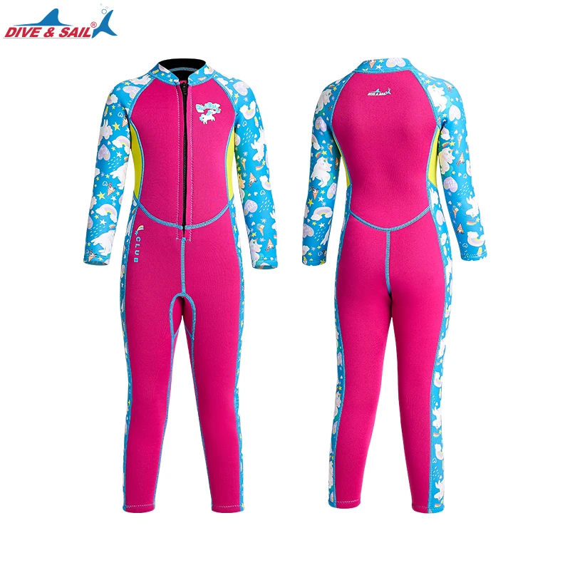 

2.5MM Neoprene Wetsuits Kids Swimwears Diving Suits Long Sleeves Girls Surfing Children Rash Guards Snorkel One Pieces Dive Suit