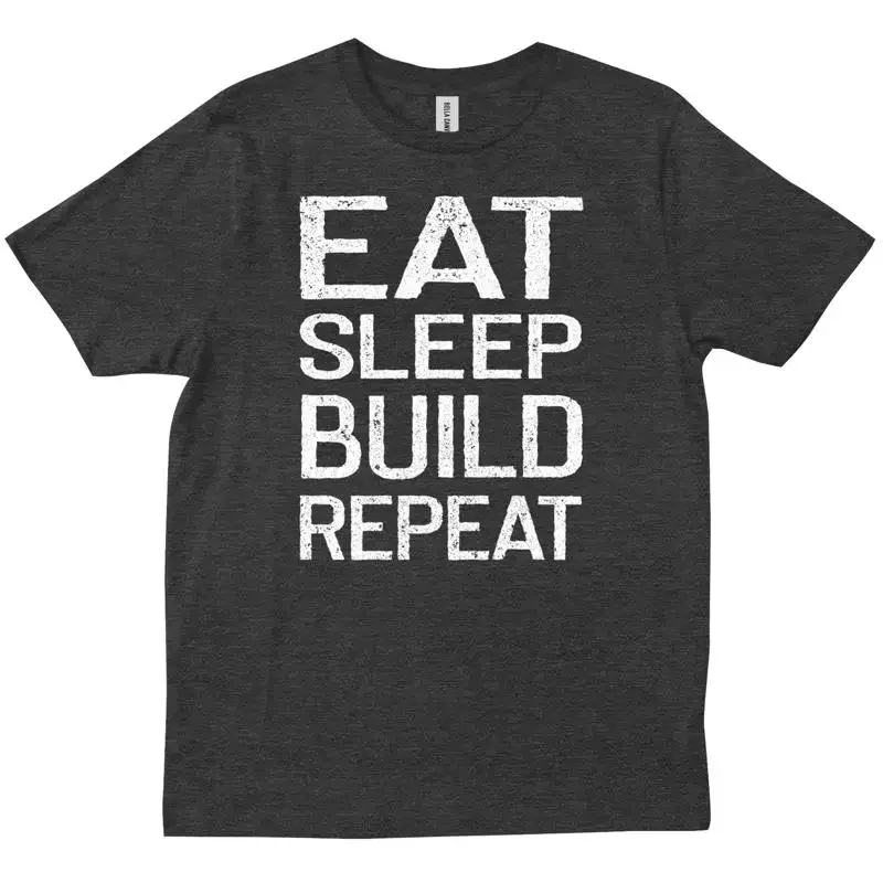 Фото Eat Sleep Build Повторите строительные блоки Bricks Master Builder Забавная футболка №1