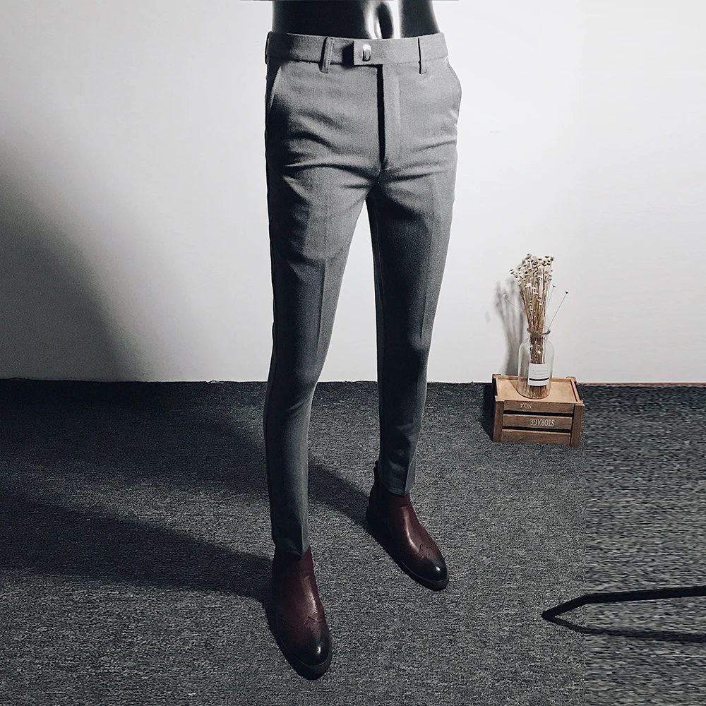 Новинка 2022 облегающие мужские брюки Стрейчевые классические однотонные деловые