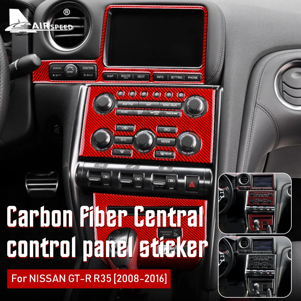 

AIRSPEED для Nissan GTR R35 2008-2016 аксессуары отделка салона автомобиля углеродное волокно кондиционер CD консоль панель наклейка
