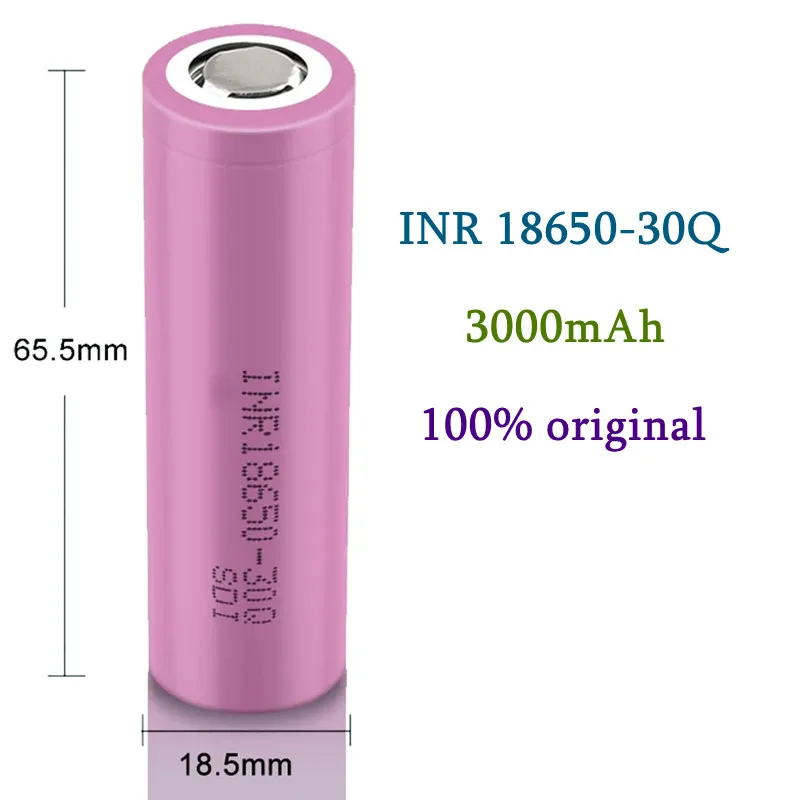 

100% original New INR18650 battery 3.7V 18650 3000mAh INR18650 30Q li-ion Rechargeable Batteries