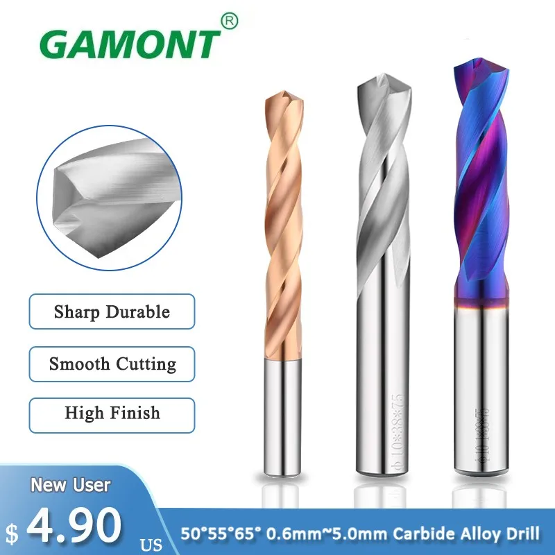 

GAMONT 50° 55° 65° 5.0mm Carbide Alloy Tungsten Steel Drill Super Hard Nano Coating High Hardness CNC Lathe Milling Cutter