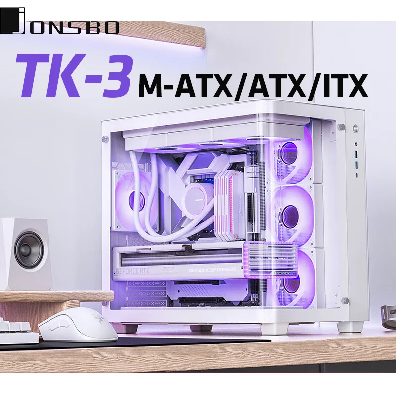 JONSBO TK-3 M-ATX/ATX/ITX Настольный чехол с поддержкой двух 360-радиаторов Блок питания ATX
