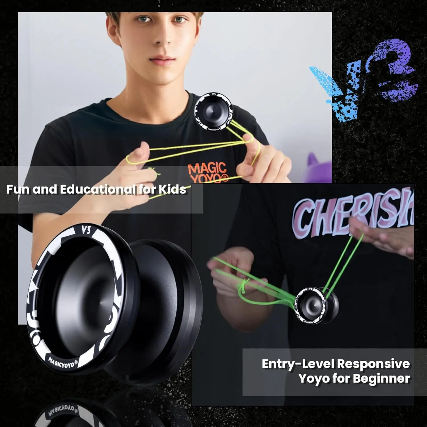 Фото Йо-йо MAGICYOYO V3 для детей 8-12 лет и старше, профессиональное йо-йо с двойной функцией, профессиональное йо-йо для трюков для взрослых. №2