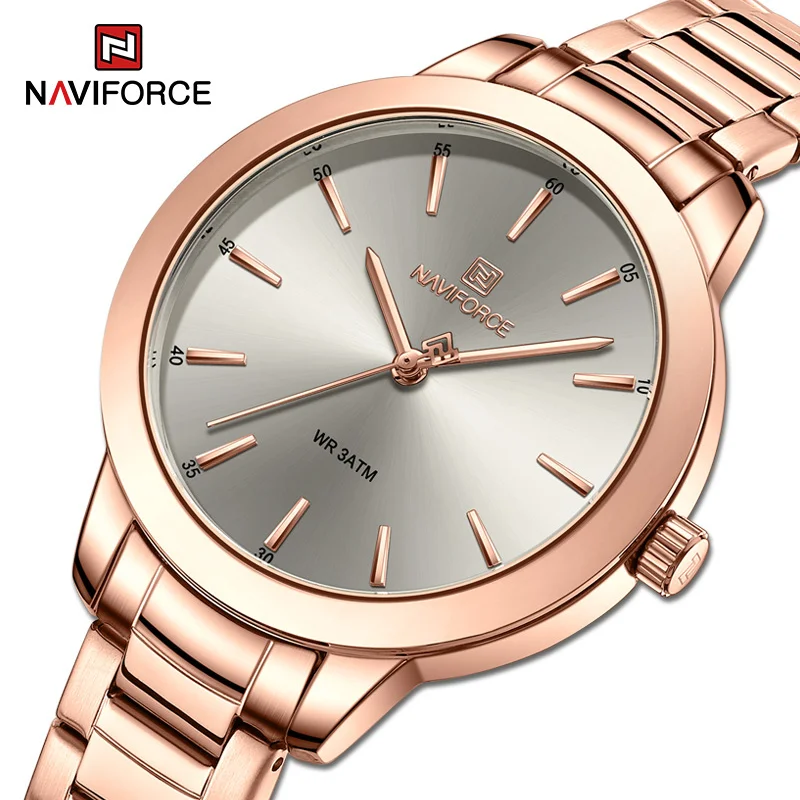 Naviforce Marca de Luxo Superior Relógios Femininos Relógio de Pulso 30m à Prova Impermeável Água para a Menina Relógio Feminino Alta Qualidade Aço Inoxidável