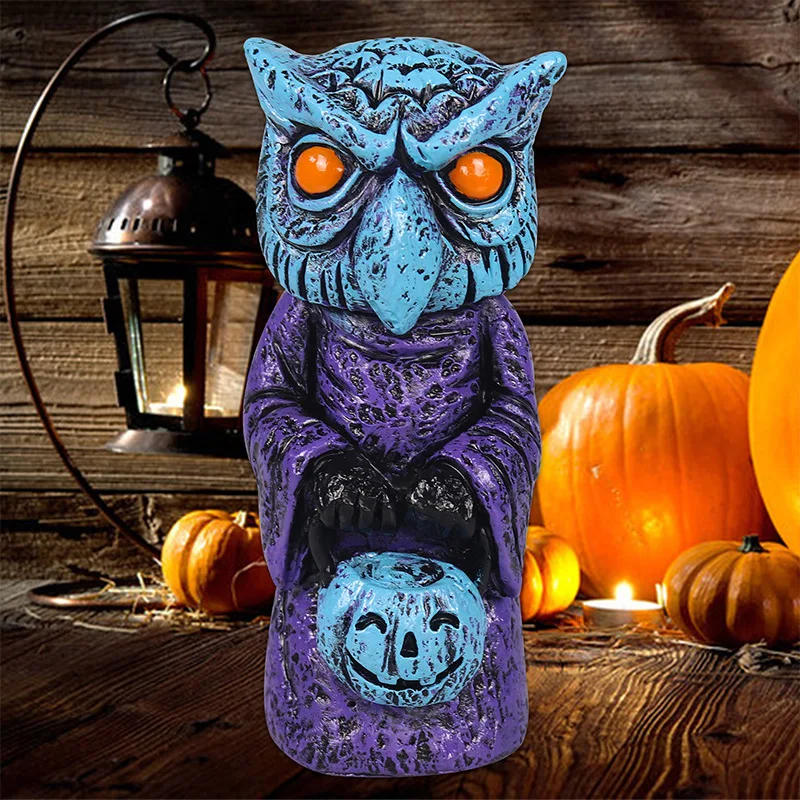 

Halloween Skull Pumpkin Ornament Home Party Decoration Accessories Scary Gnome Owl Miniature figurines Festive Living Room Decor