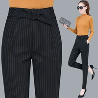 striped office womens pants 2022 korean fashion loose cropped pants ladies trousers streetwear casual high waist harem pants