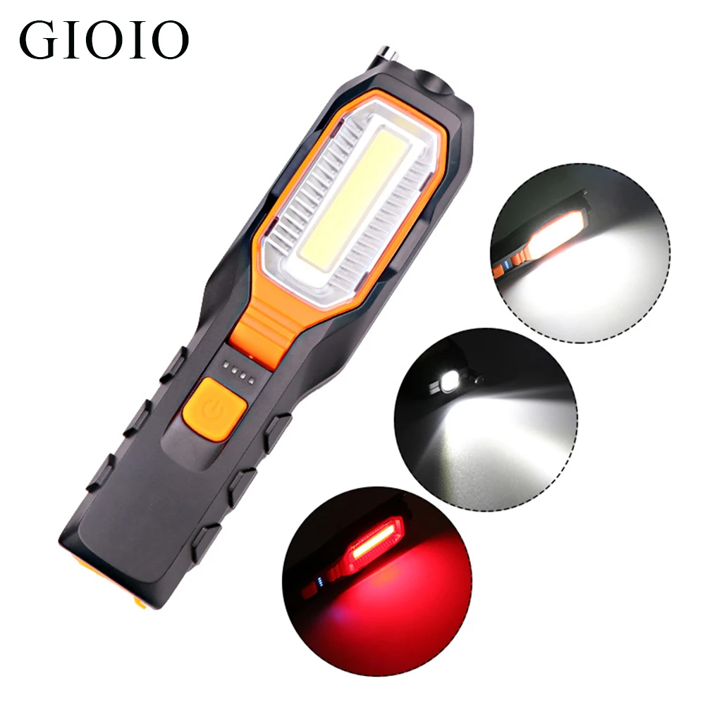 Portable Flashlight Work Light COB LED Rechargeable USB Working Light Waterproof Flexible Magnetic Lamp Emergency Light Torch