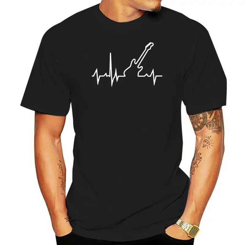 

Модная футболка унисекс с изображением бас-гитары сердцебиения музыки, мужская летняя футболка с коротким рукавом, подарок на день Святого Валентина