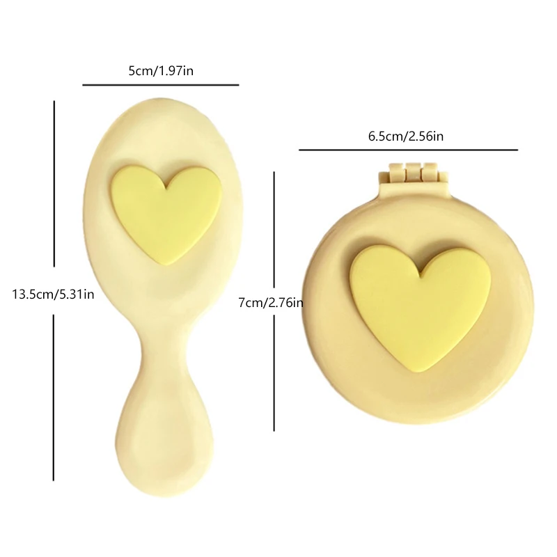 Расческа в форме сердца 2 1 мини-портативная складная расческа с зеркалом милая