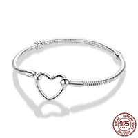 mula 925 sterling silver snake chain heart buckle bracelet fit for brand charms bracelet diy fine jewelry making women gift