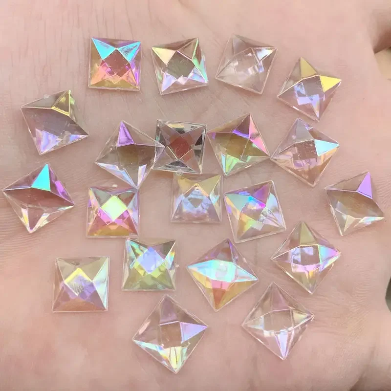 10 шт. мм Блестящий Кристалл AB квадратная фотоаппликация с плоским основанием