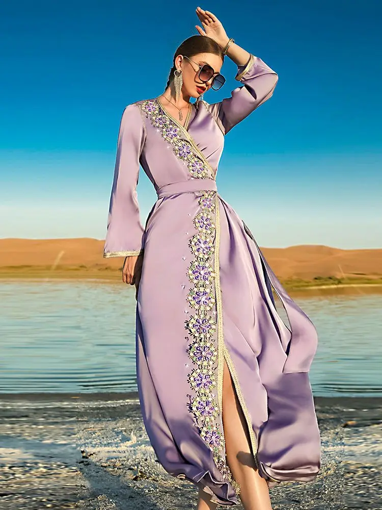 Рамадан арабский абайя Дубай Турция Ислам Мусульманское Платье женское длинное марокканское женское платье