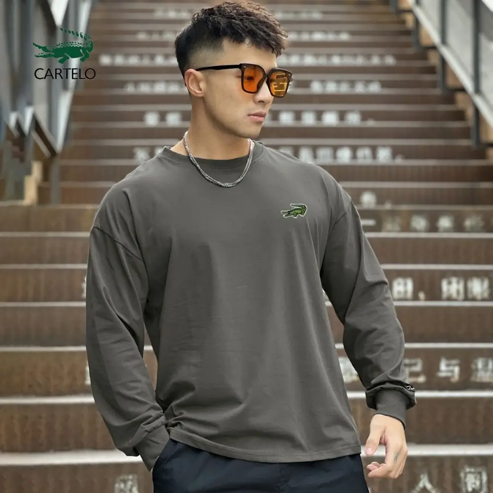 

CARTELO Casual T-shirt Men Fitness Long sleeve Male Bodybuilding Workout Skinny Tee shirt Top Running Sport Long sleeve shitrs