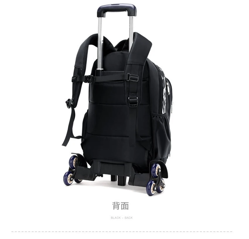 Dropshipping  High-capacity Student Backpack on Wheels Waterproof Luggage Rolling Bags Detachable Children Rolling School Bags