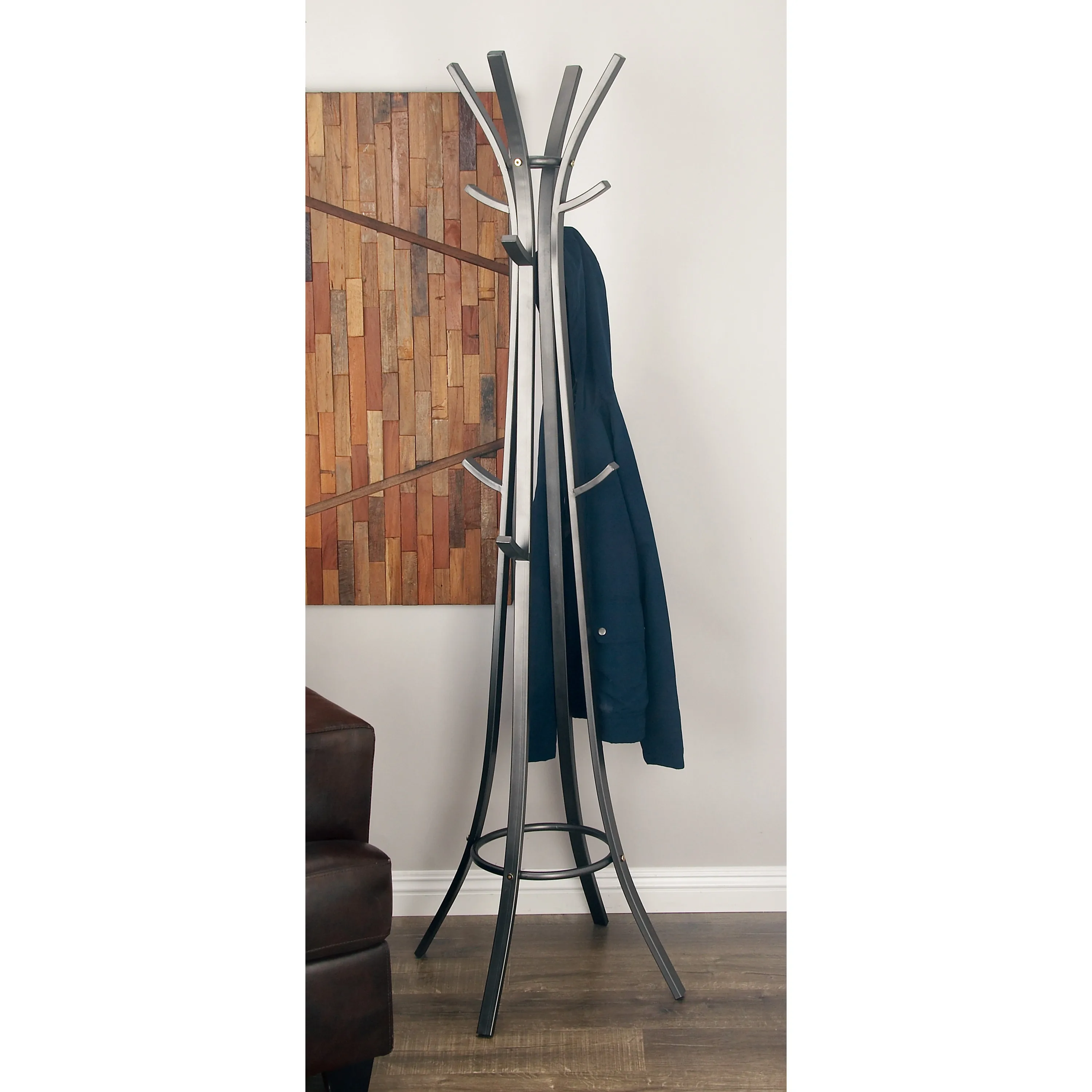

23" x 70" Dark Gray Metal 12 Hook Coat Rack, 1-Piece