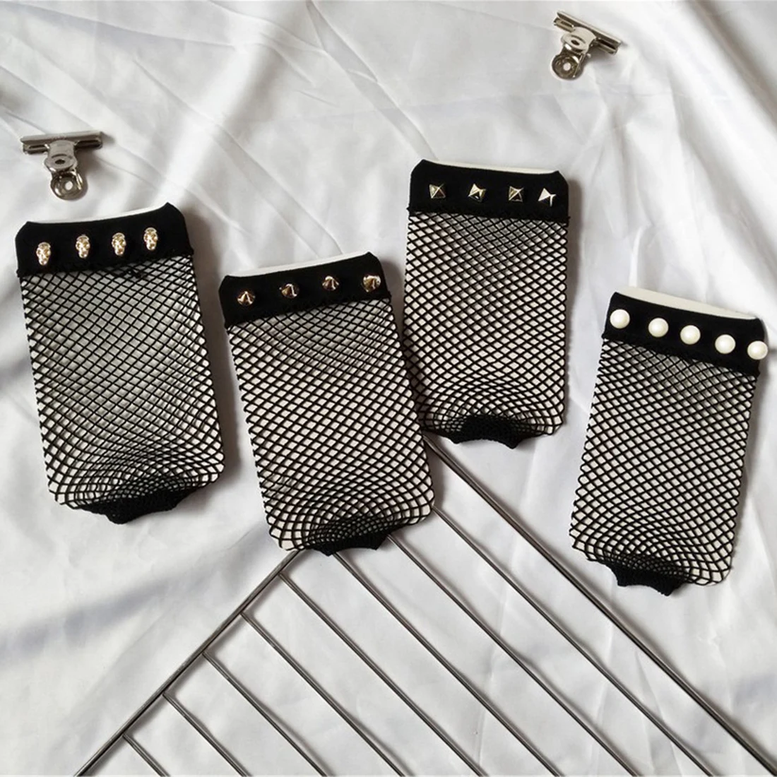 

Носки женские сетчатые с заклепками, дышащие ажурные сетчатые, модная уличная одежда, Чулочные изделия для девушек, 1 пара