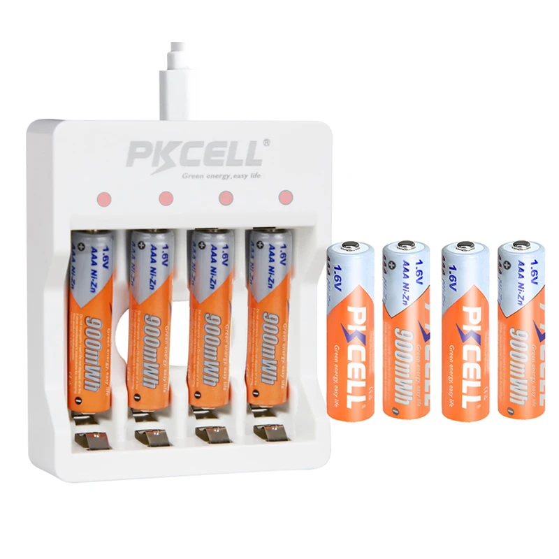 

PKCELL 4-100Pcs 1.6V AAA NIZN Rechargeable Battery NIZN Charger PKCELL NI-ZN 900mWh 3A Size for Toys