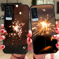 beautiful romantic fireworks phone case for vivo x60 pro plus x50 s7 s9 x30 x27 s9e iqoo 7 3 5 z3 neo pro black silicone case