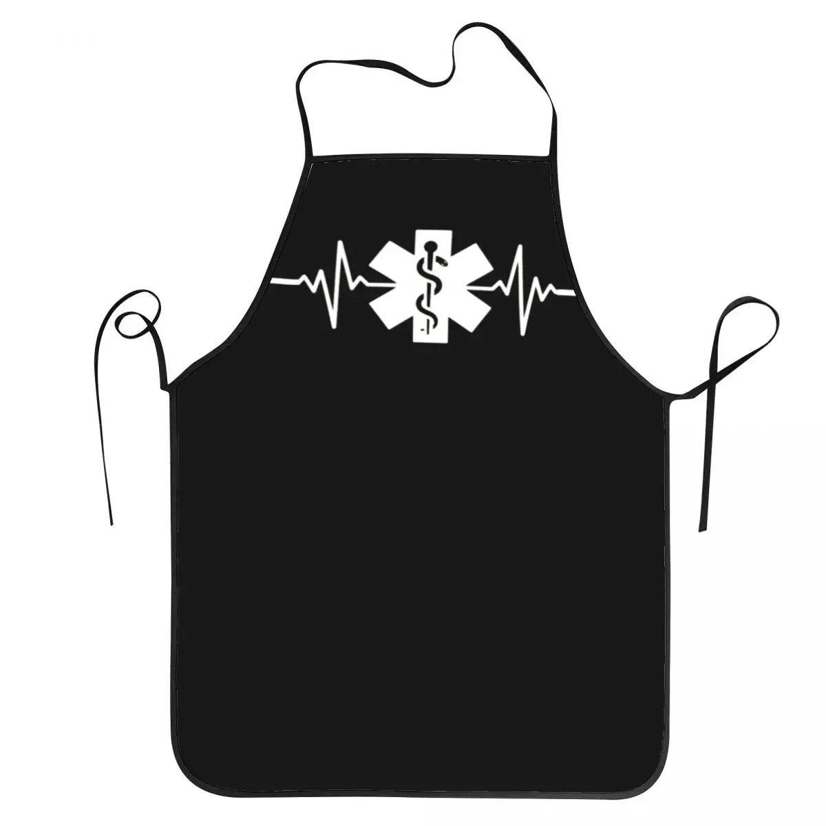 

Unisex Star Of Life Heartbeat Apron Kitchen Chef Cooking Baking Bib Women Men Paramedic Emt Tablier Cuisine for Painting