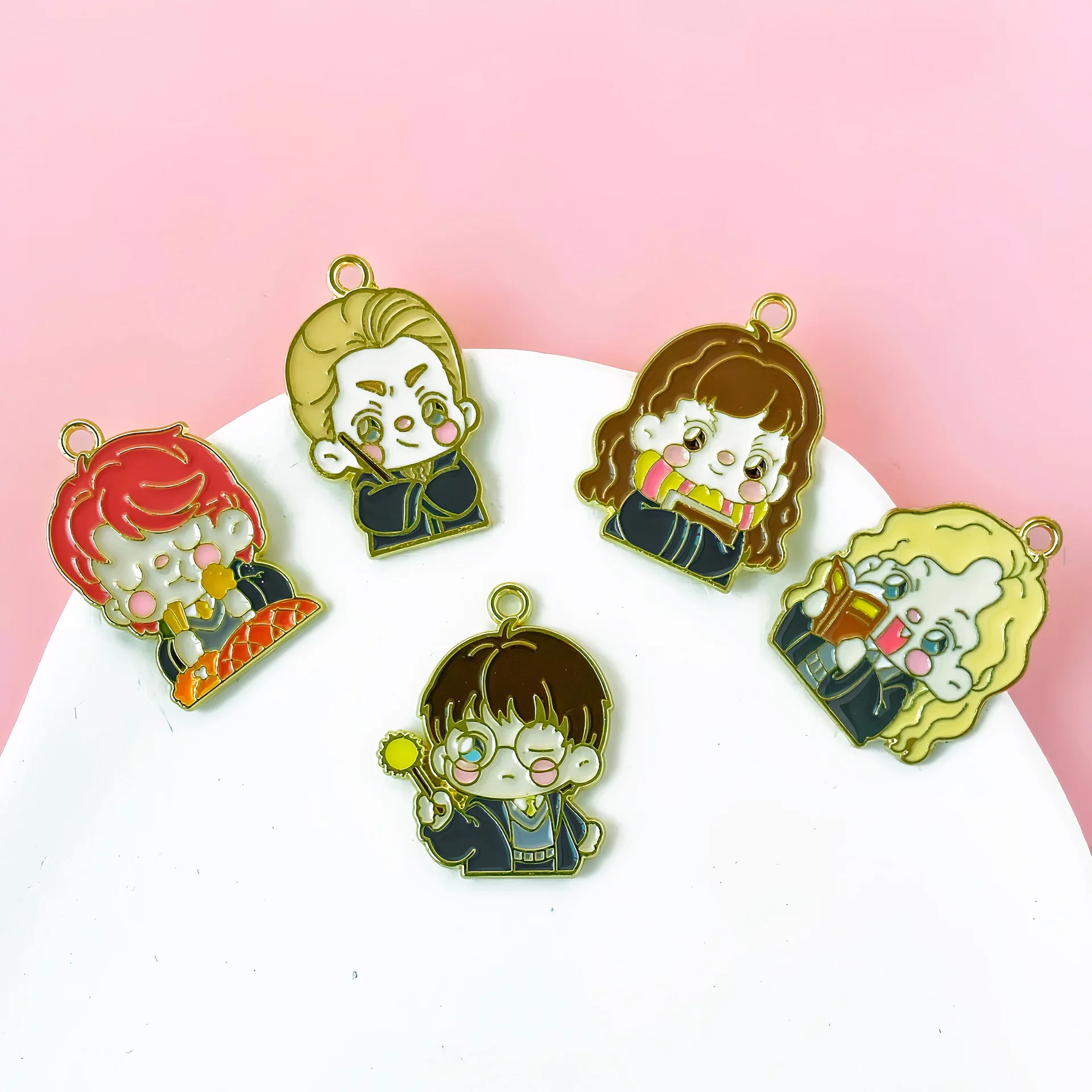 3pcs Harrise Magician Boy Academy of Magic Alloy Drip Oil Jewelry Potter Accessories Diy Pendant Student Bracelet Keychain