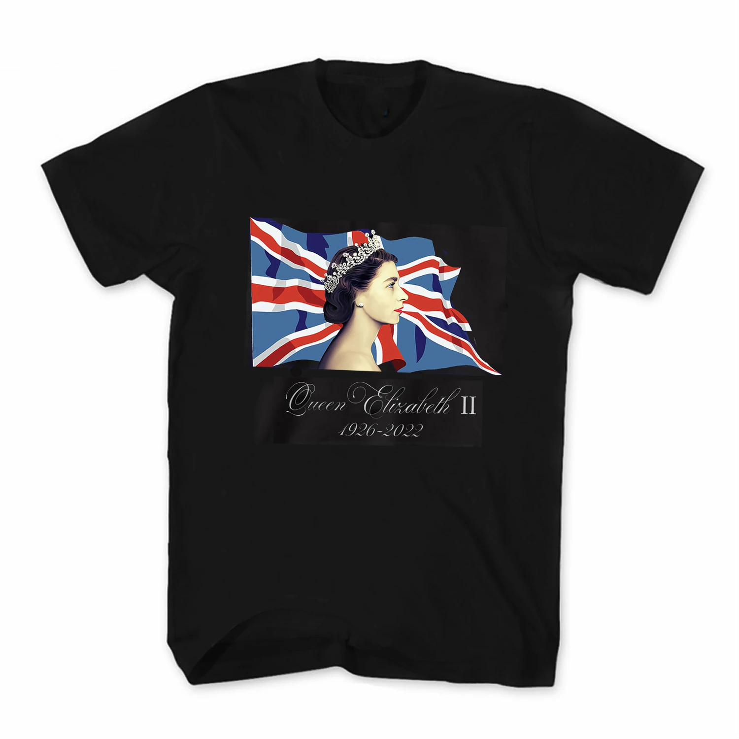 

In Loving Memory 1926-2022 Union Jack Queen Elizabeth II T Shirt New 100% Cotton Short Sleeve O-Neck T-shirt Casual Mens Top