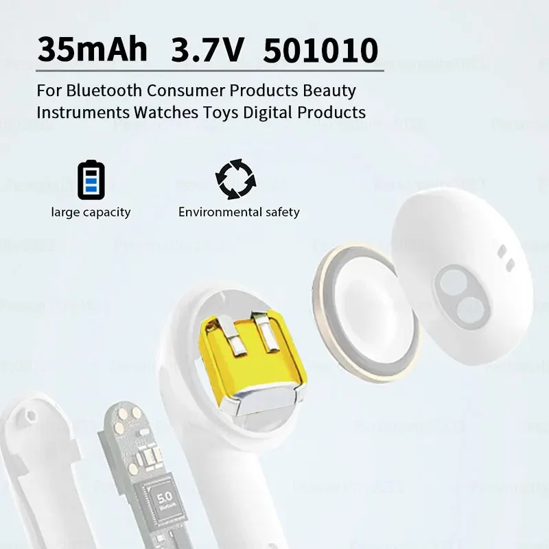 Литий-полимерная аккумуляторная батарея 501010 35 мАч 3 7 в для гарнитуры Bluetooth