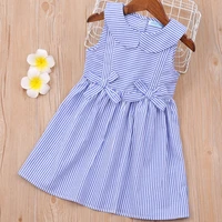 new summer striped bow girls doll collar sleeveless dress wholesale