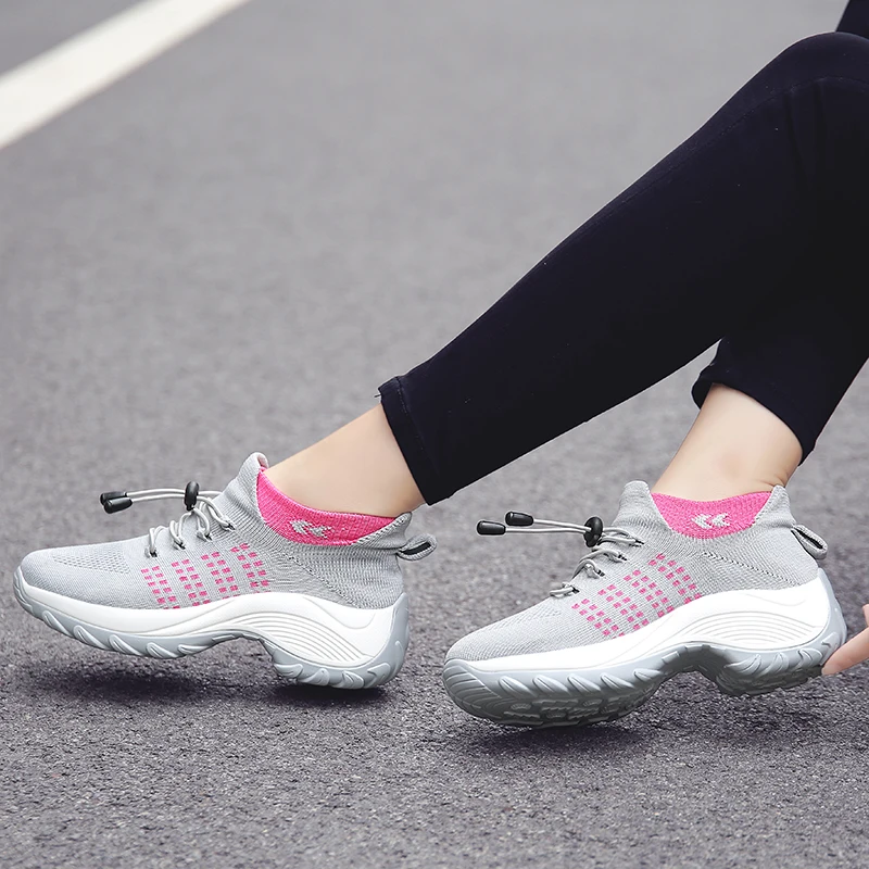Height Increase Running Shoes Women Casual Sock Shoes Ladies Outdoor Sneakers Thick Sole Summer Walking Shoes Jogging Trainers