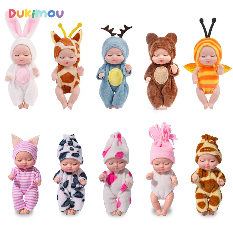 

3.5inch Cute Mini Sleeping Baby Reborn Dolls Animal Cartoon Pajamas Doll Clothes Kids Toys for Girls Boys Birthday Gift 11cm
