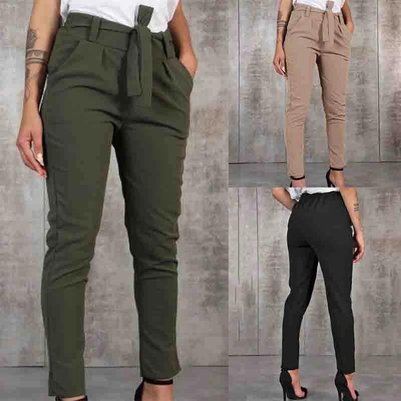 

GAOKE стильные штаны с карманами, модные, базовые, вязаные, женские, с высокой талией, тонкие, уличные Капри, женские, шифоновые, повседневные шт...