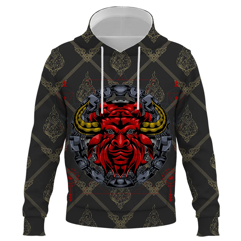 Новые повседневные толстовки с абстрактным рисунком дьявола Детские и мужские