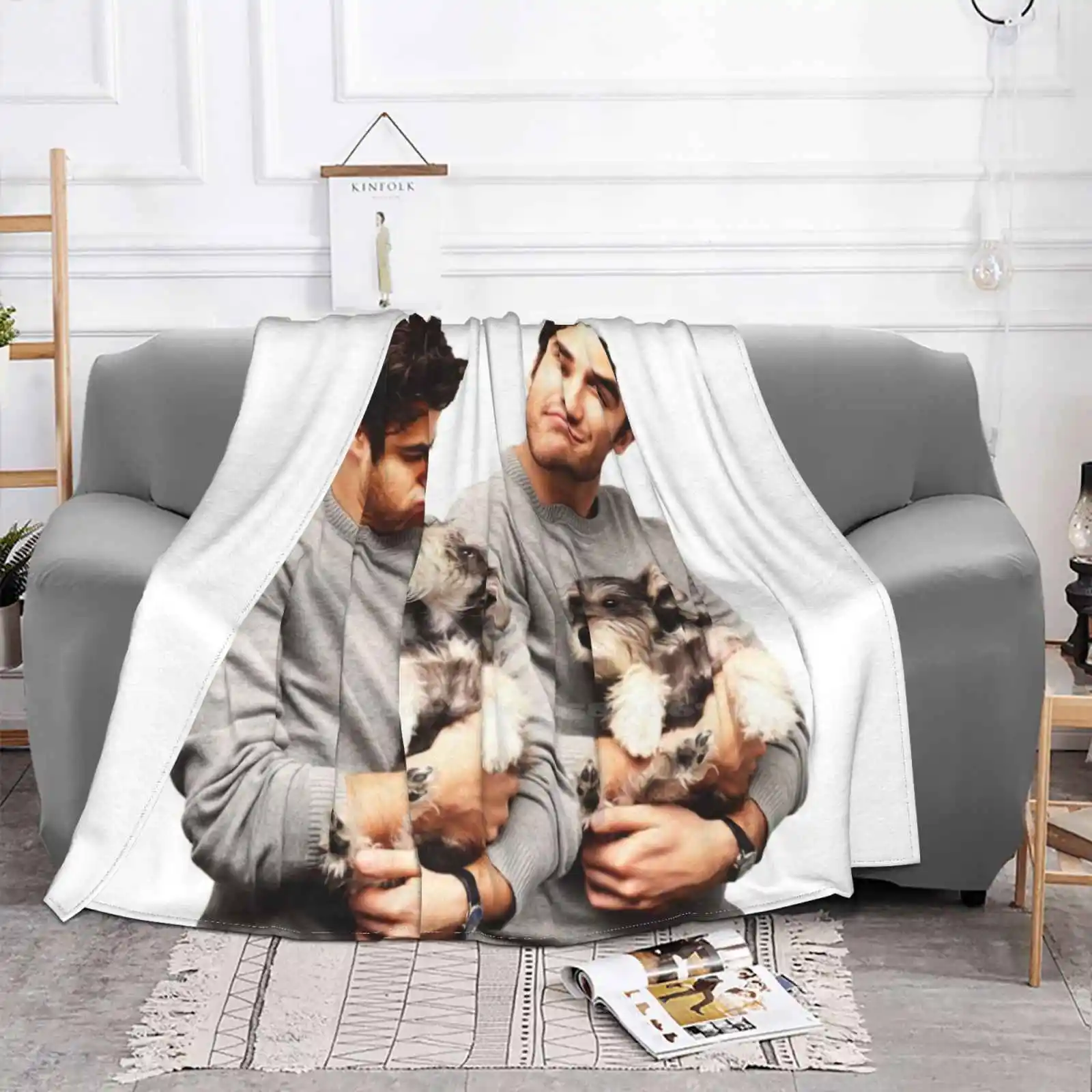 Одеяло Darren Criss Holding A Puppy мягкое теплое дорожное портативное одеяло Blaine Anderson Glee Dog