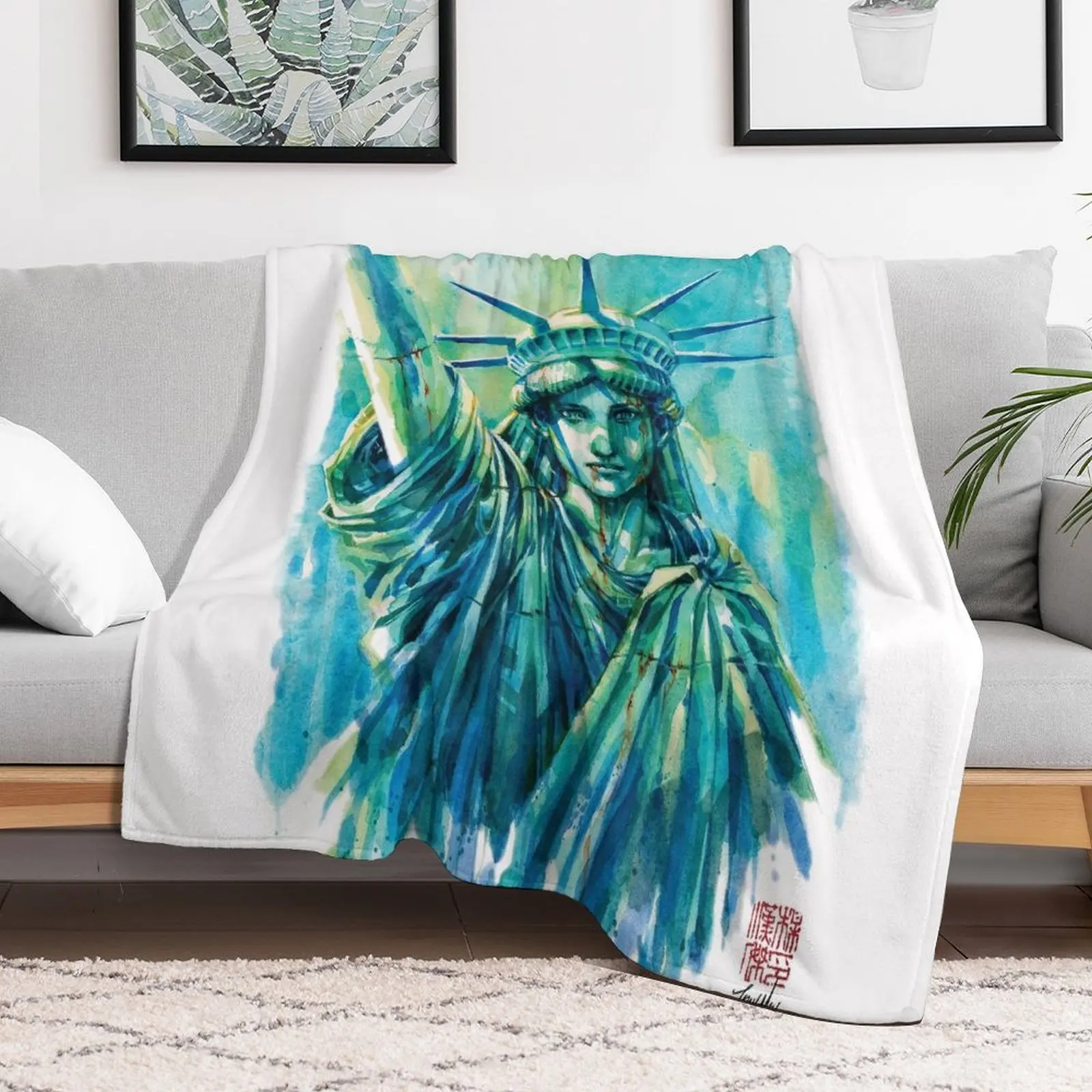 Оригинальное одеяло с акварелью для дам Liberty самых разных размеров теплые зимние