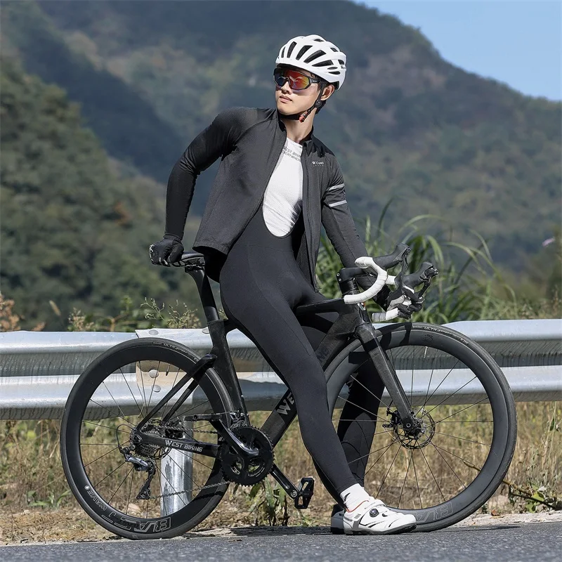 Зимние флисовые комплекты для велоспорта WEST BIKING трикотажные с длинным рукавом