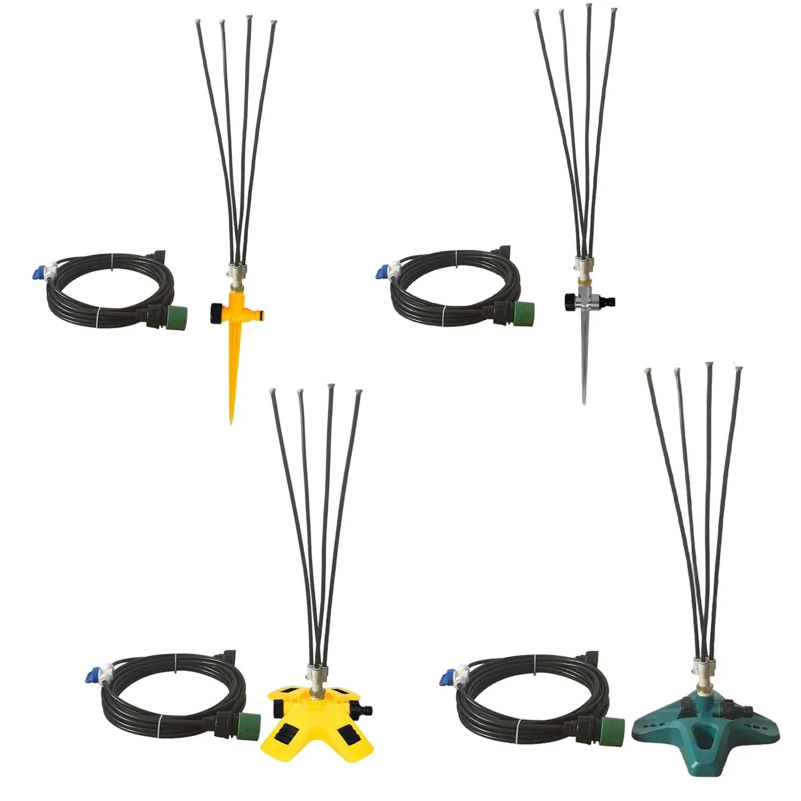 

Flexible Misting Cooling system, four Nozzles Misters Adjustable 8M Hose for Outside Garden BBQ Backyard Beach