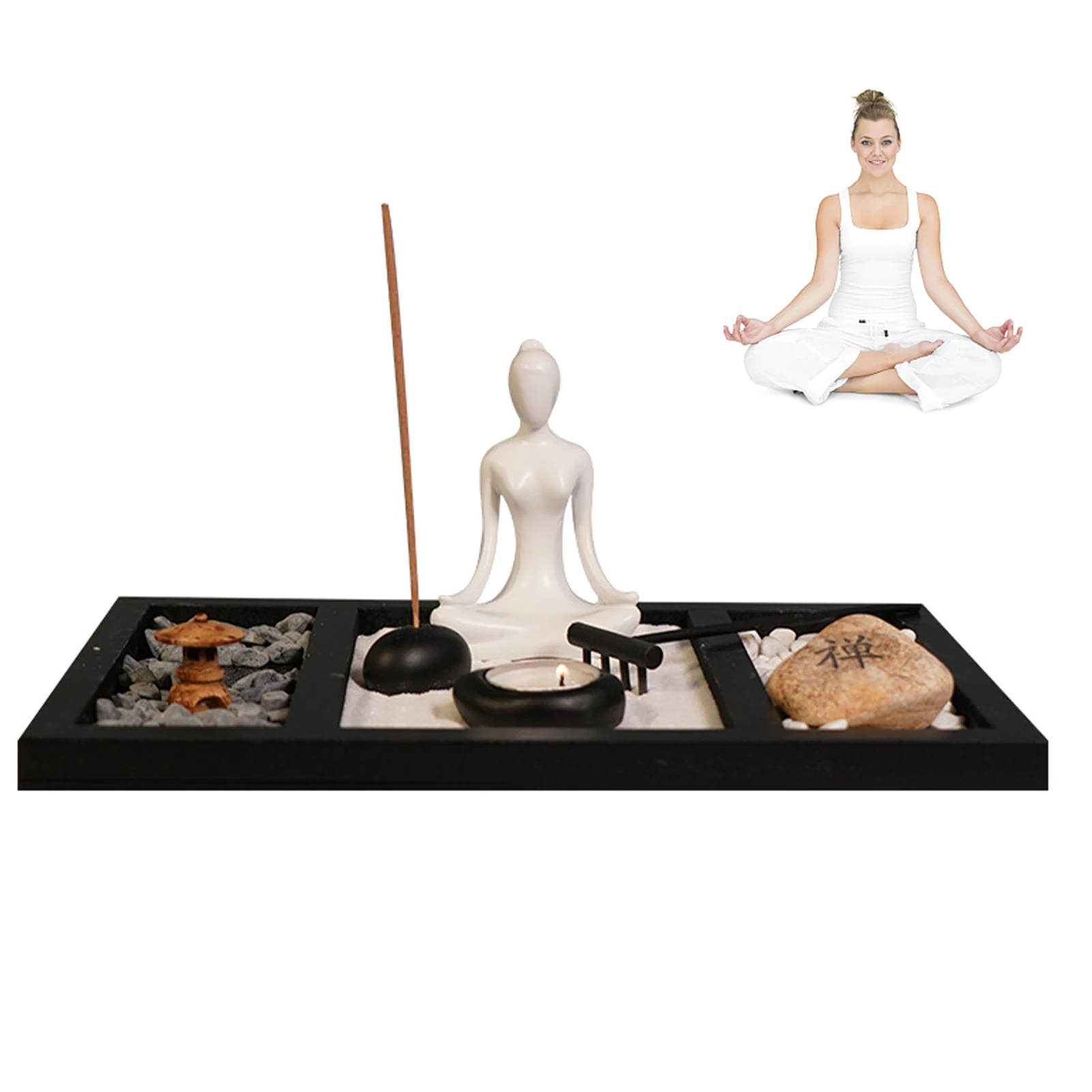 

Статуя для йоги и медитации Namaste, статуя для йоги и медитации с основанием, мини дзен сад с ручной резьбой, искусственная кожа, декор для рабо...