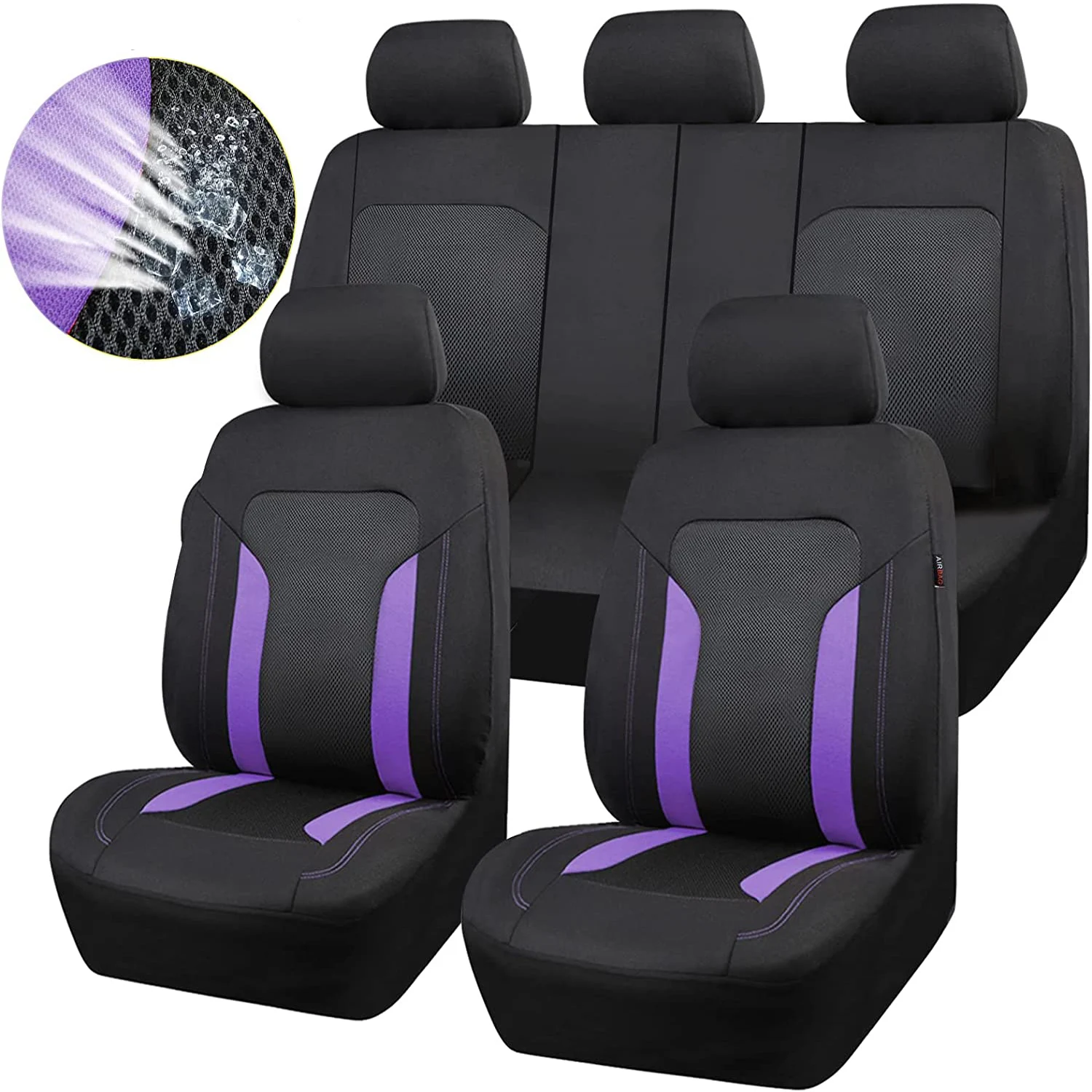 AUTO PLUS Универсальные фиолетовые тканевые Чехлы для автомобильных сидений Airmesh с губкой 3 мм женские автомобильные аксессуары защита для интерьера сиденья