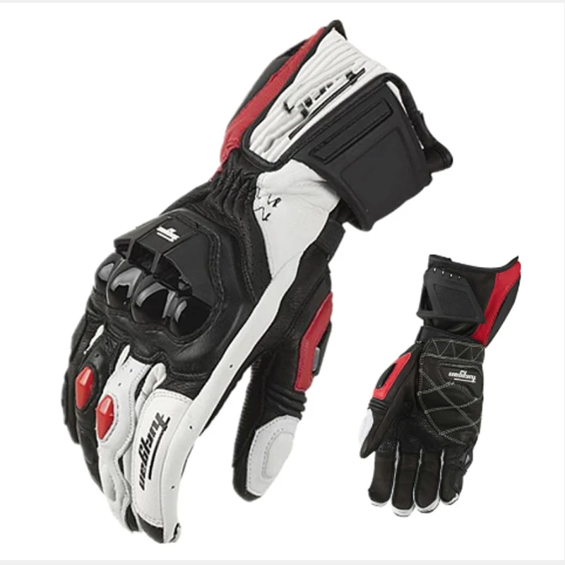 

Motorcycle Gloves Black Racing Leather Motorcycle White Black Road Racing Team Gloves Men's Summer