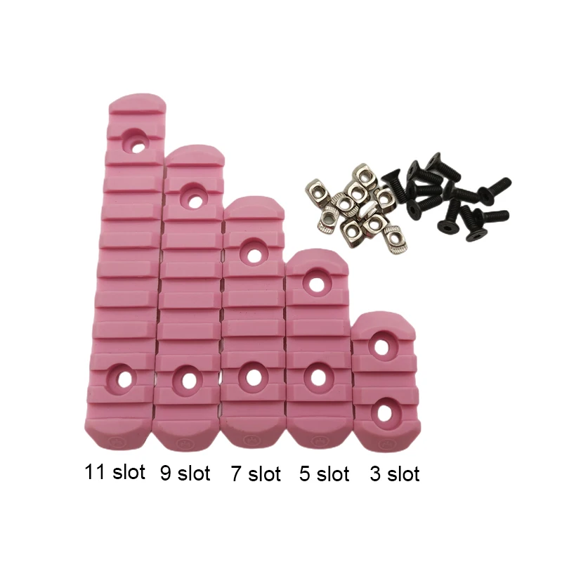 

3/5/7/9/11 Slots 21mm Tactical M-lok Picatinny Rail Section Airsoft Rifle Scope Mount Base Rail Nylon Outdoor Toy Accessory Pink