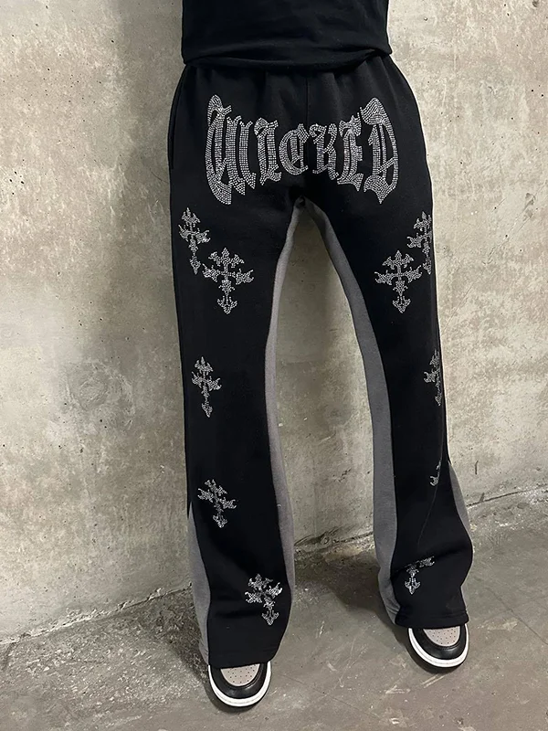 

Y2K Women's Sweatpants Bottom Hot Diamond Stretch Casual Pants Oversize High Street Vintage Hip Hop Pop Dance Pants Halloween