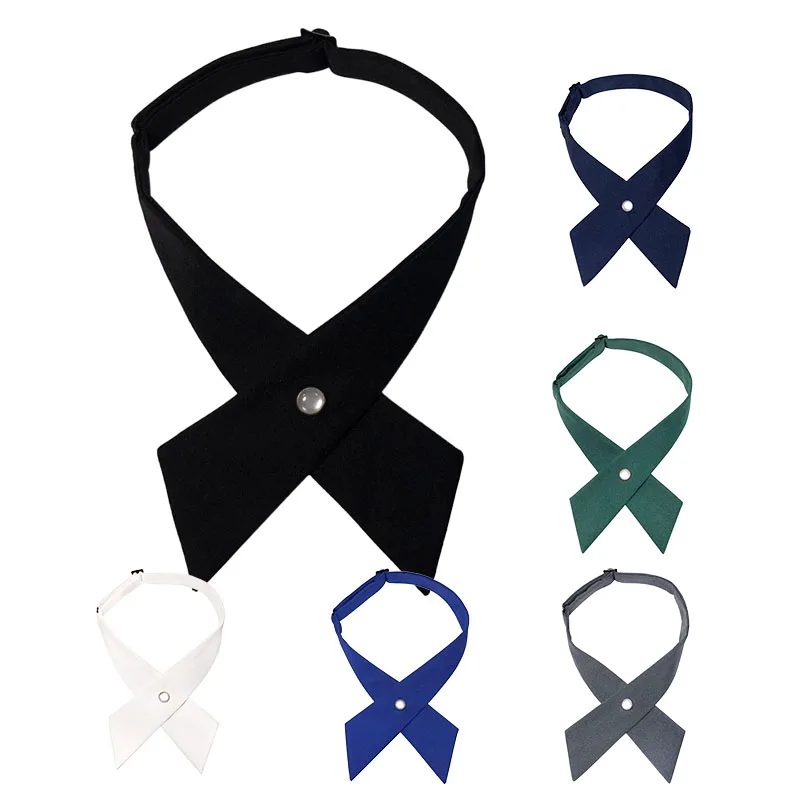 

Женский галстук-бабочка для девочек, черный, синий, белый, униформа школьницы, Однотонный Регулируемый галстук-бабочка, предварительно прив...