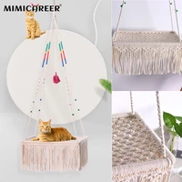 cat hammock aerial cats bed hanging swing cat mat hammock cats house puppy bed cotton rope tassel nest mat pet accessories