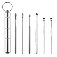 6pcsset portable durable stainless steel ear pick set ear cleaning decompression artifact ear pick spoon