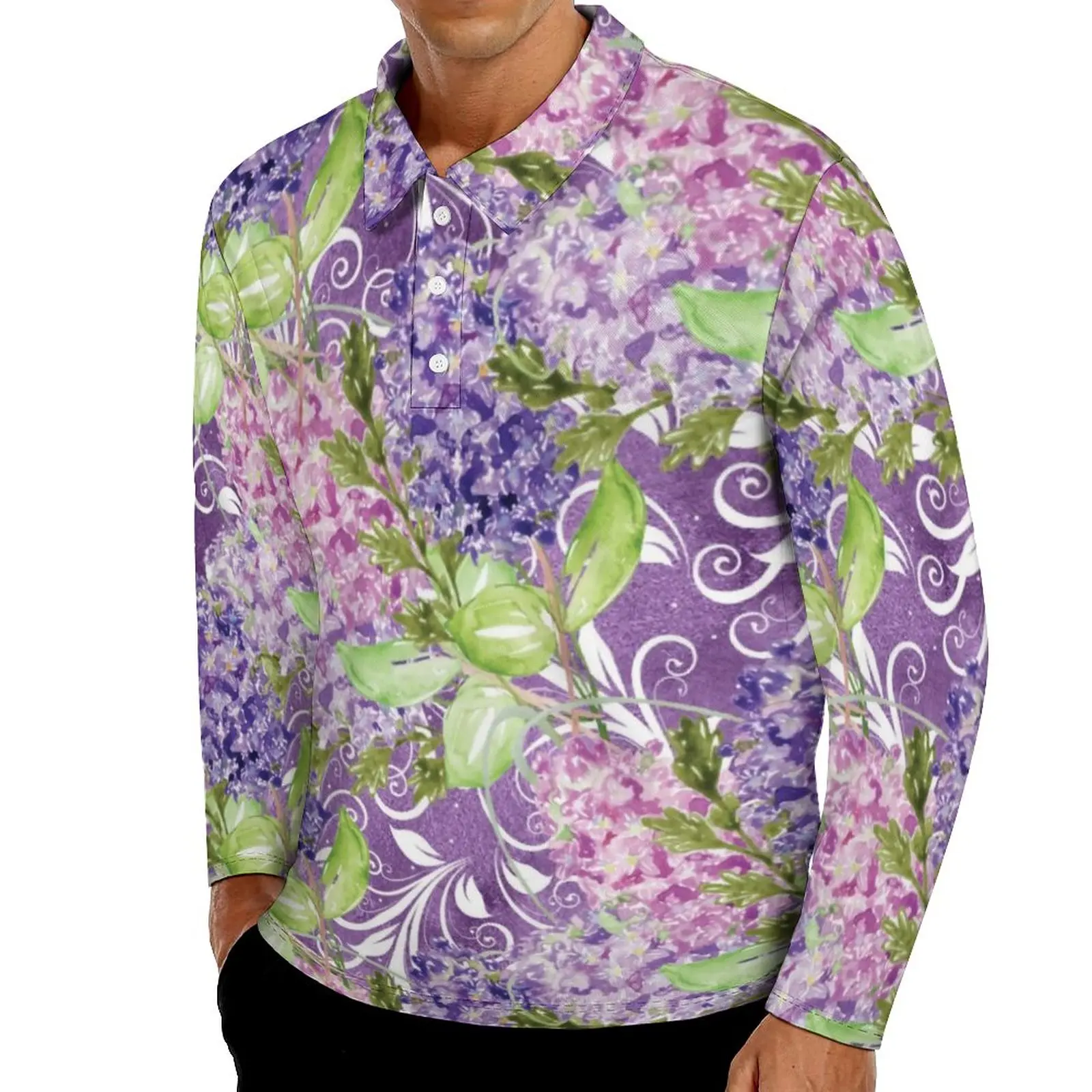 

Рубашка-поло с длинным рукавом и отложным воротником, в стиле оверсайз