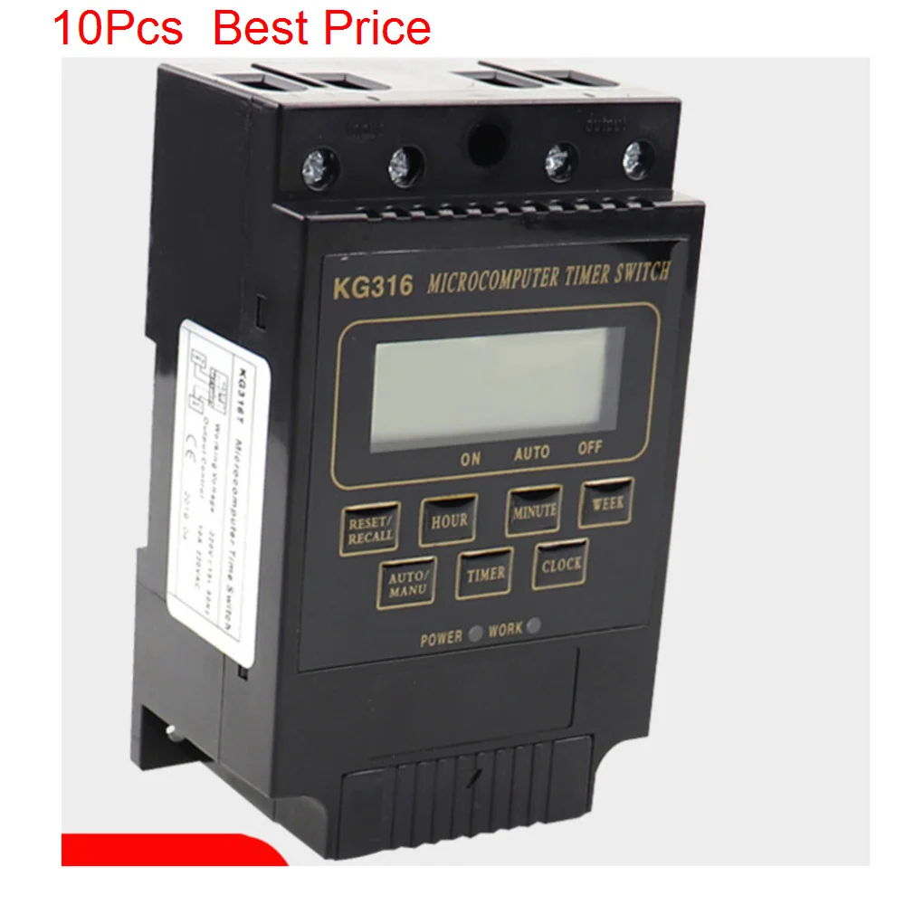 

10Pcs/lot KG316T AC380V Din Rail LCD Digital Programmable Electronic Timer Switch Digital Timer Controller