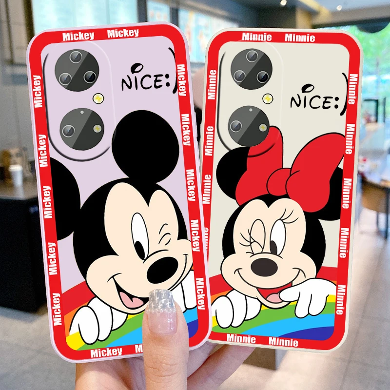 

Mickey minnie mouse lovers Phone Case For Huawei P50 P40 P30 P20 Pro Lite E Y9S Y9A Y9 Y6 Nova Y70 5T 9 5G Liquid Rope