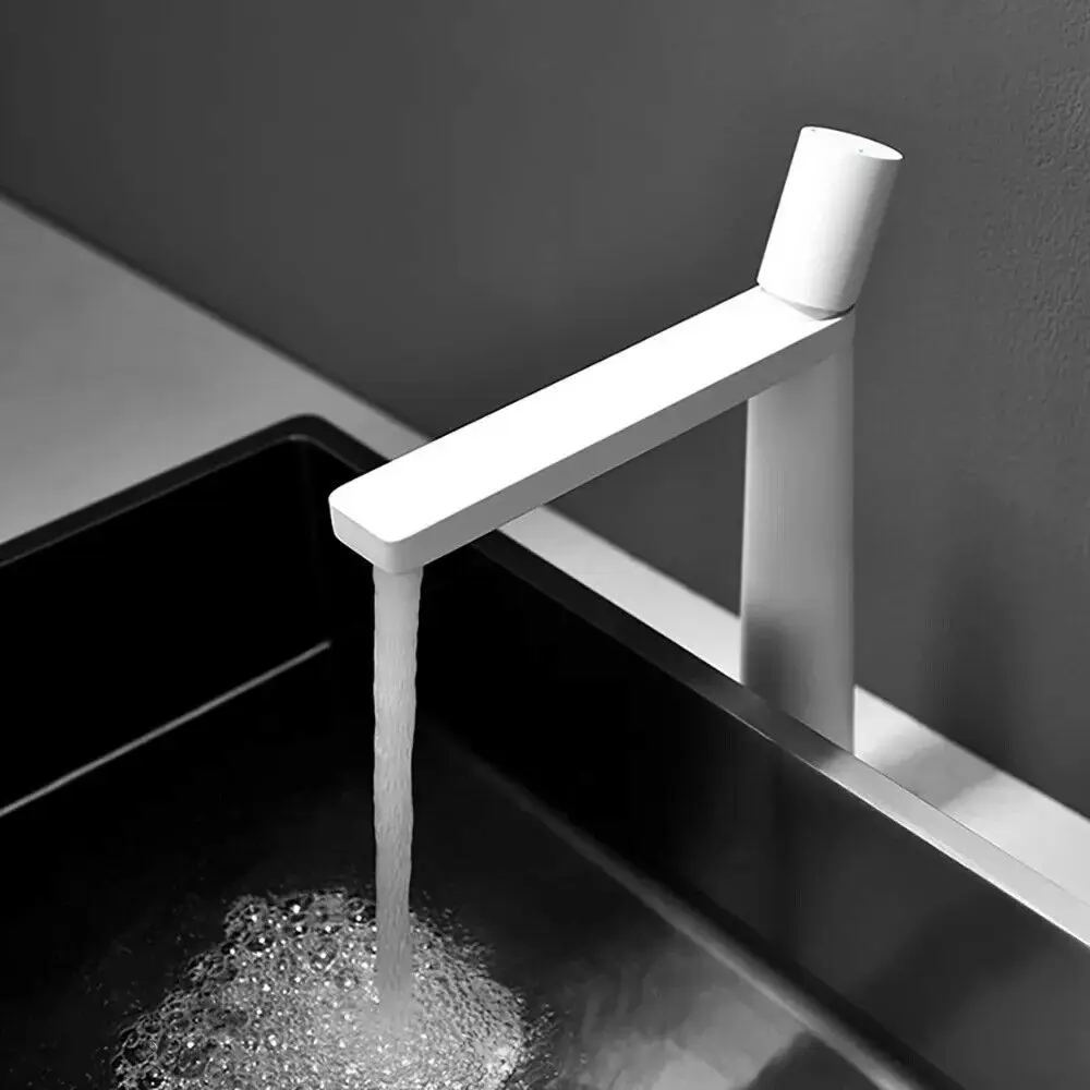 

Modern White Bathroom Vessel Sink Faucet 1 Hole Single Handle Brass Mixer Tap