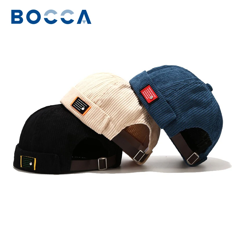 

Bocca Beanie Brimless Docker Hat Cap Corduroy Solid Color Blank Hats Vintage Retro Men Streetwear Hip Hop Spring Autumn Fashion